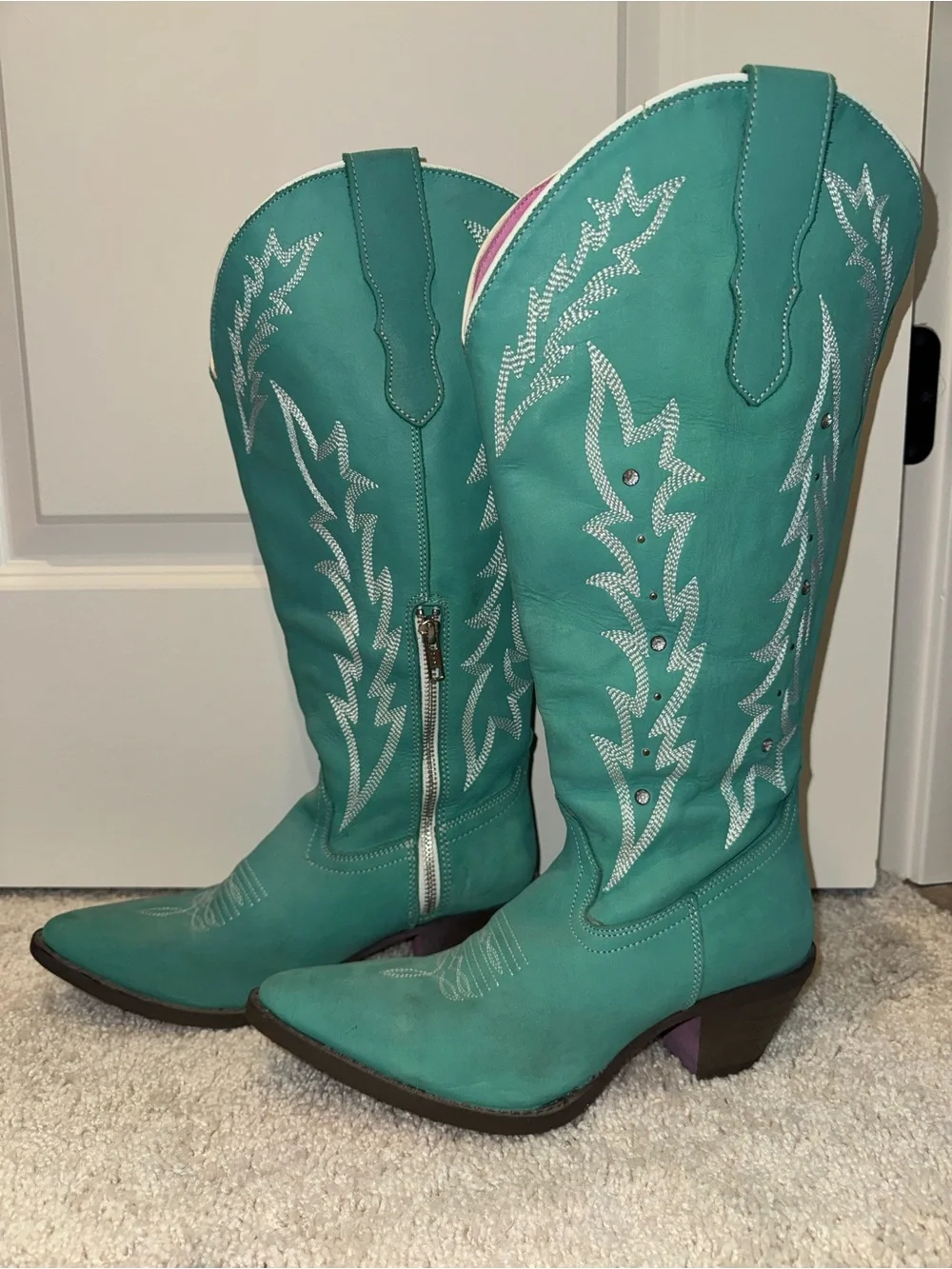 WIDE CALF Over-the-Knee Turquoise Western Boots